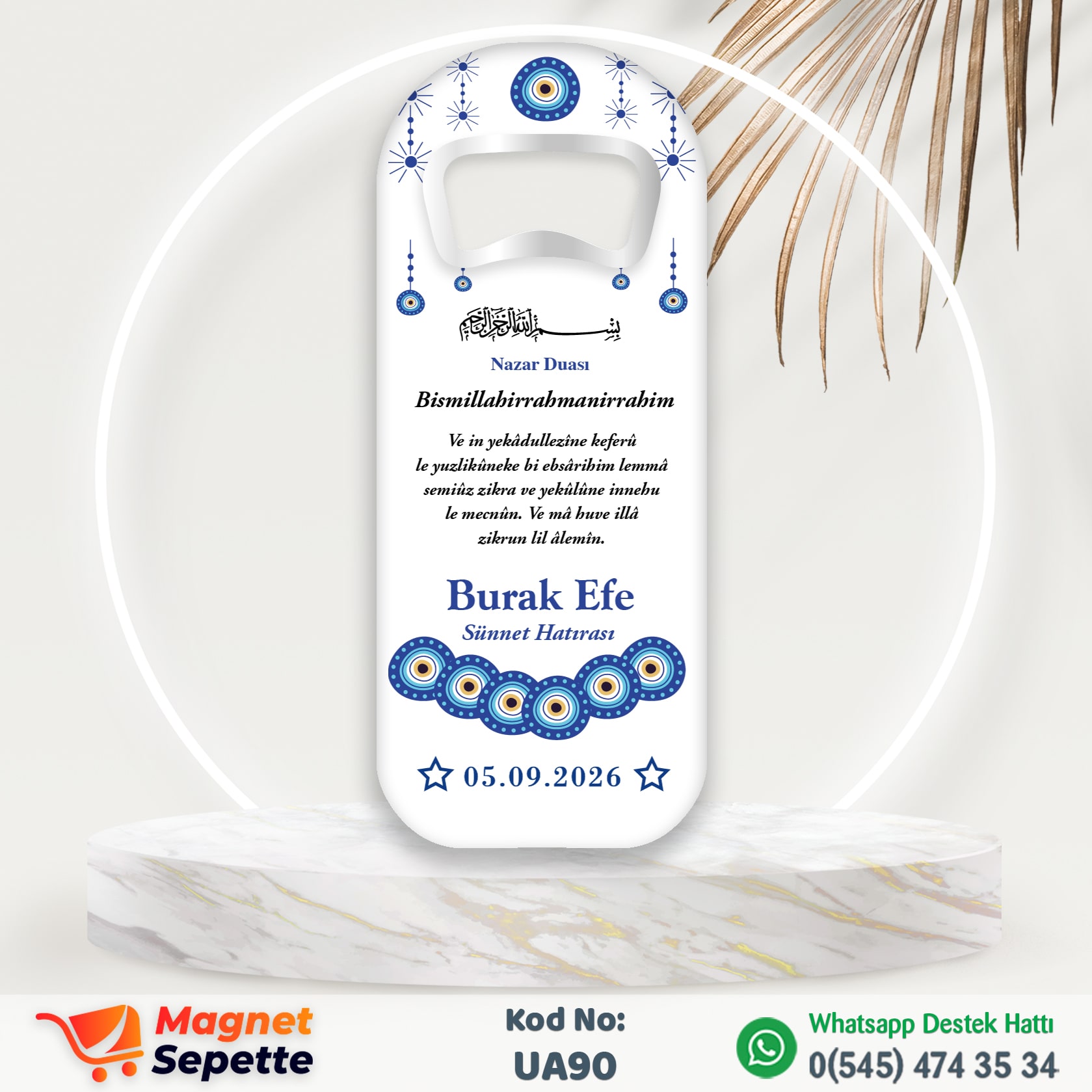 Nazar Boncuklu Sade Dik Magnet