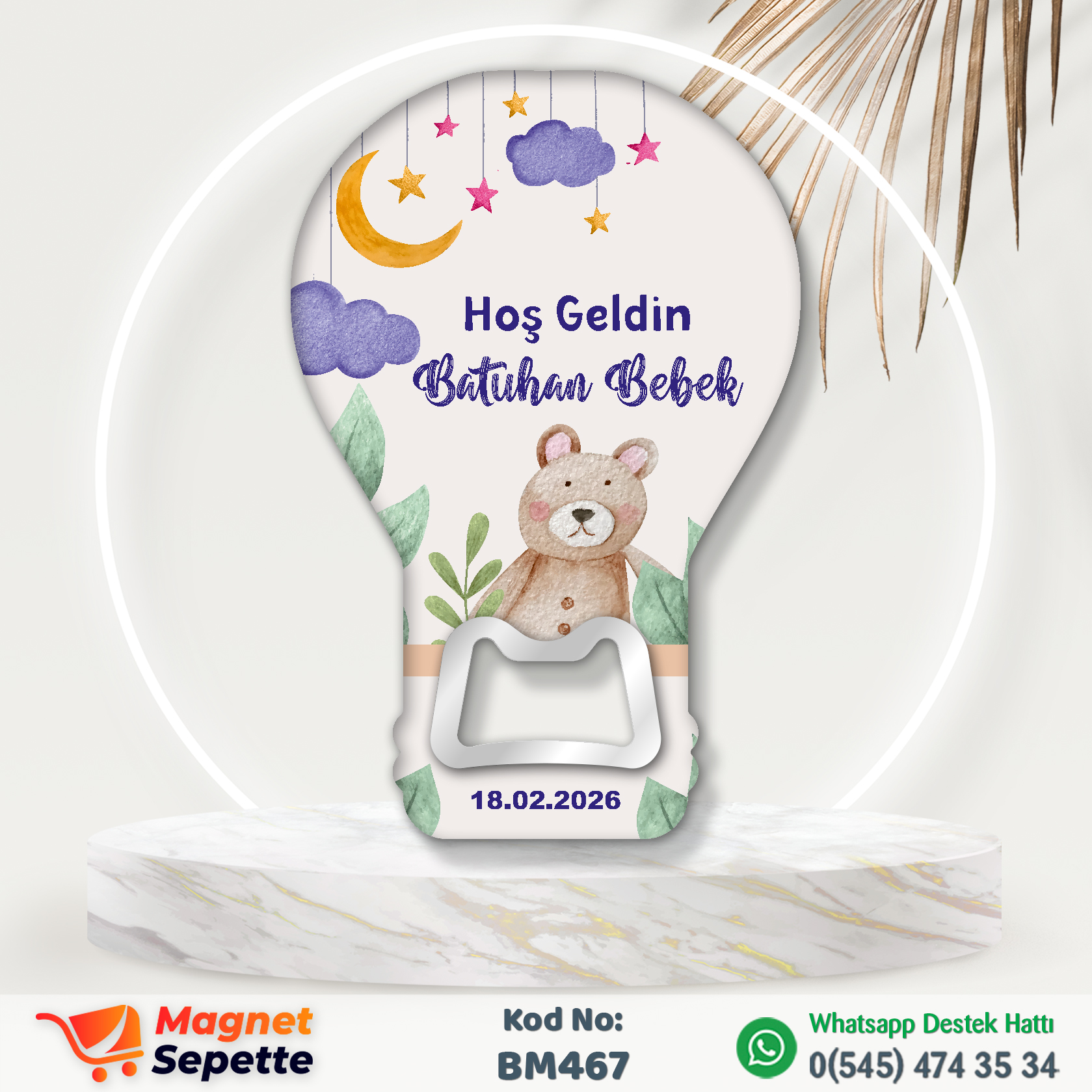 Ayıcık Çizimli Hoş Geldin Balon Magnet