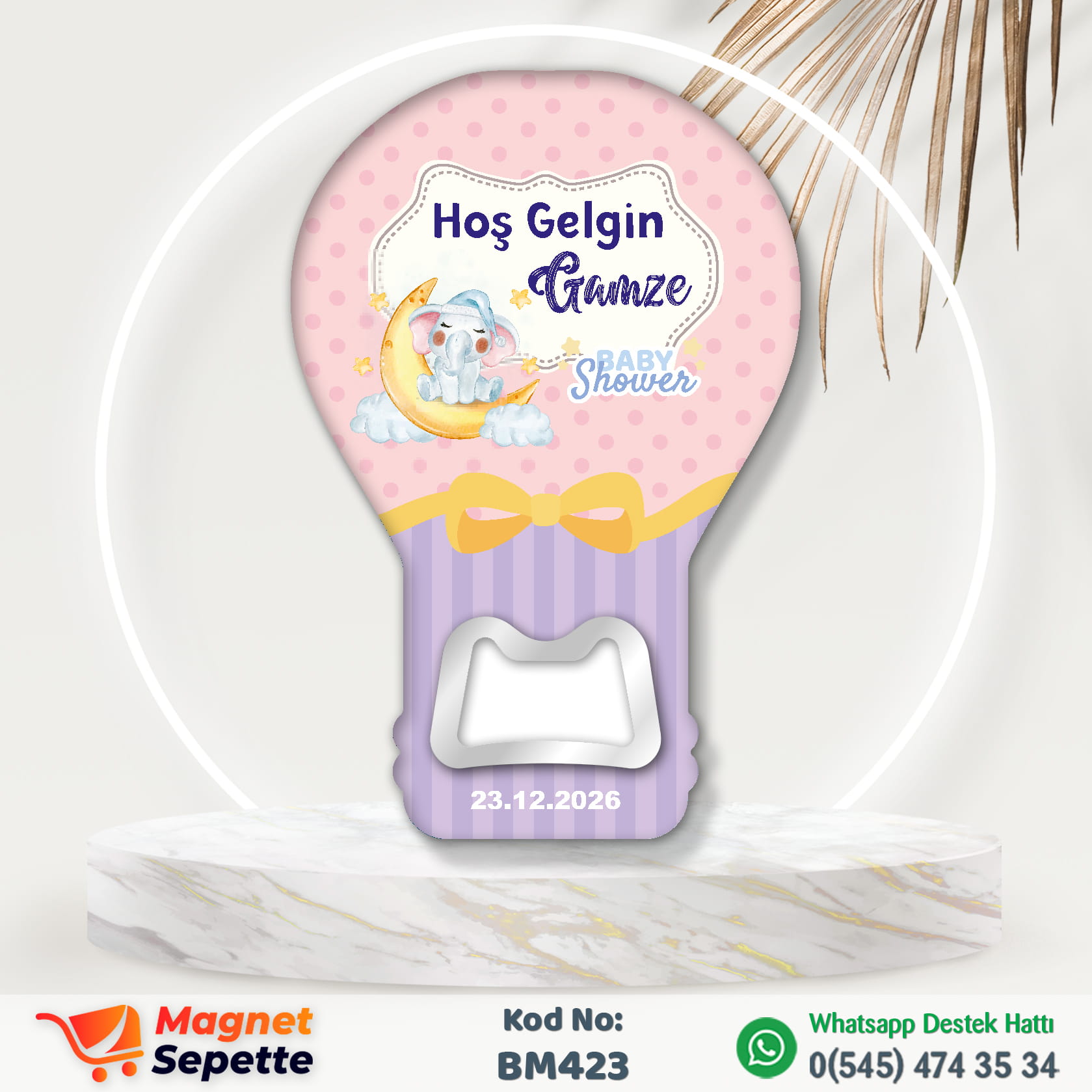 Kurdeleli Baby Shower Balon Magnet