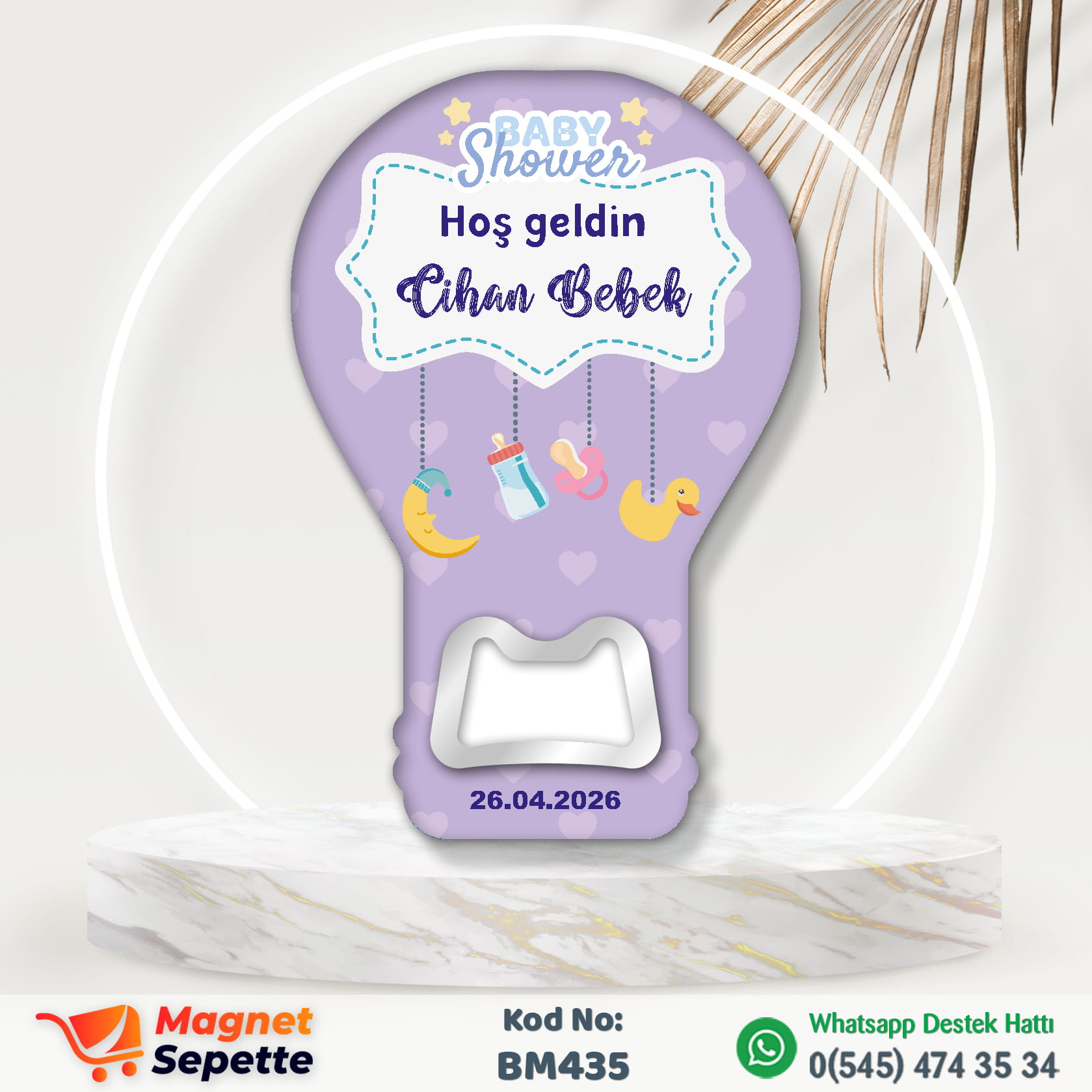 Mor Renk Temalı Hoş Geldin Magnet