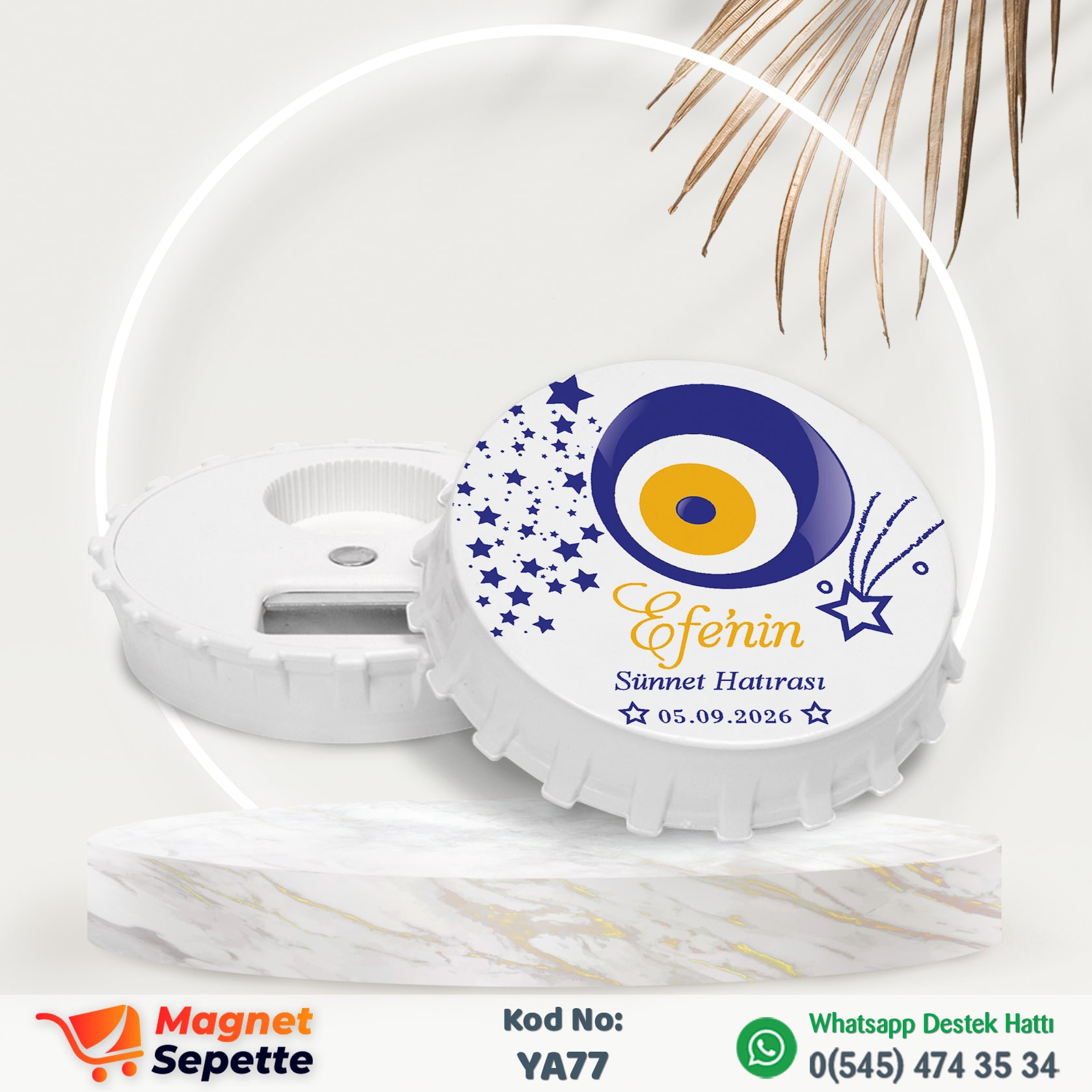 Nazar Boncuklu Yıldızlı Yuvarlak Sünnet Magnet