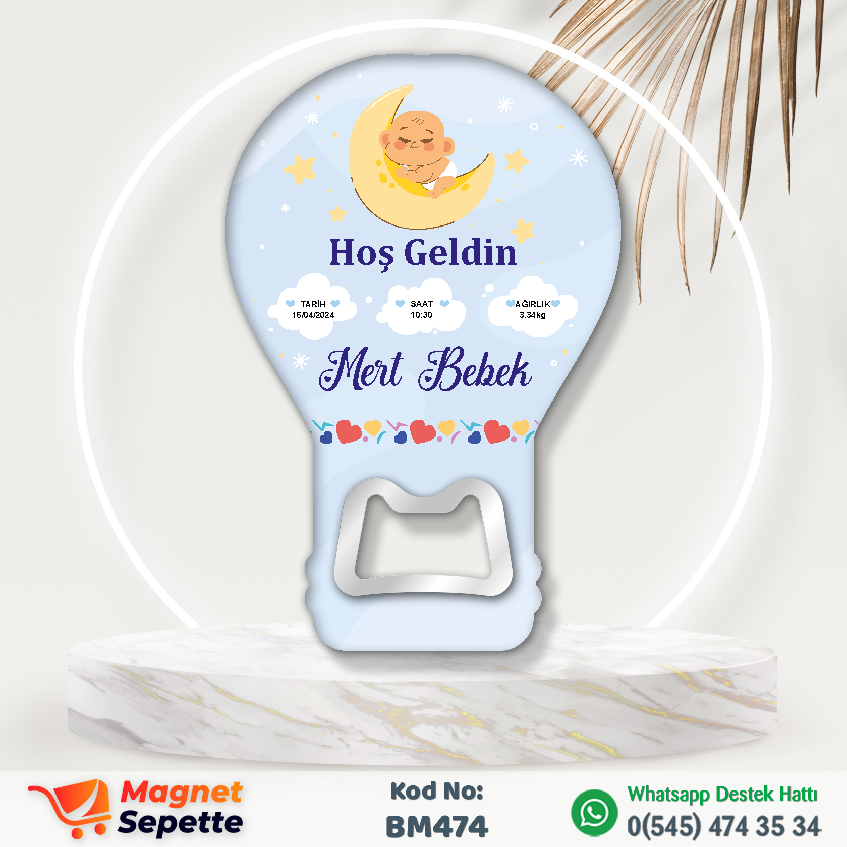 Tarihli Saatli Hoş Geldin Balon Magnet