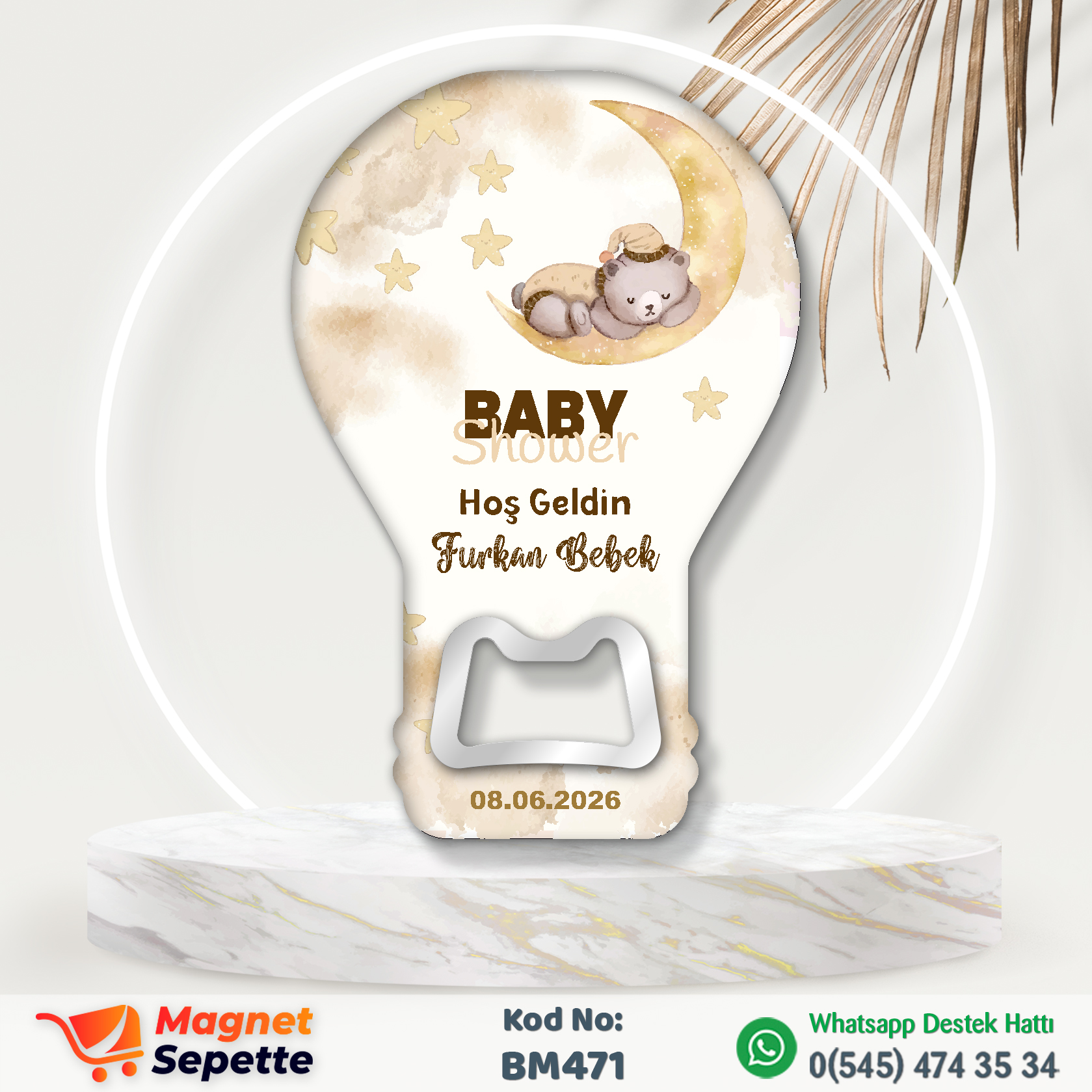 Uyuyan Ayıcıklı Hoş Geldin Balon Magnet