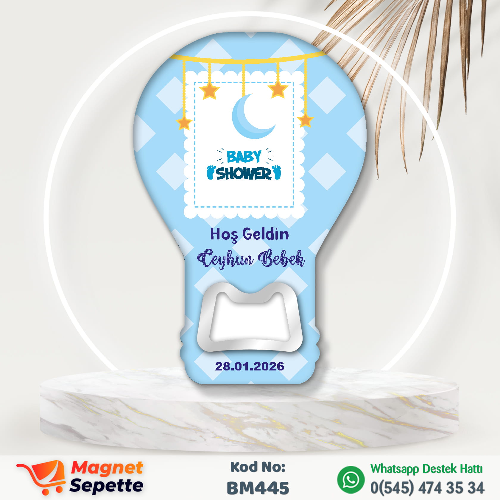 Yıldızlı Aylı Hoş Geldin Balon Magnet